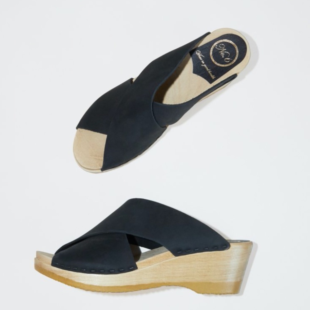 No.6 Frida Clog Rare Navy Color on Low Wedge, 37